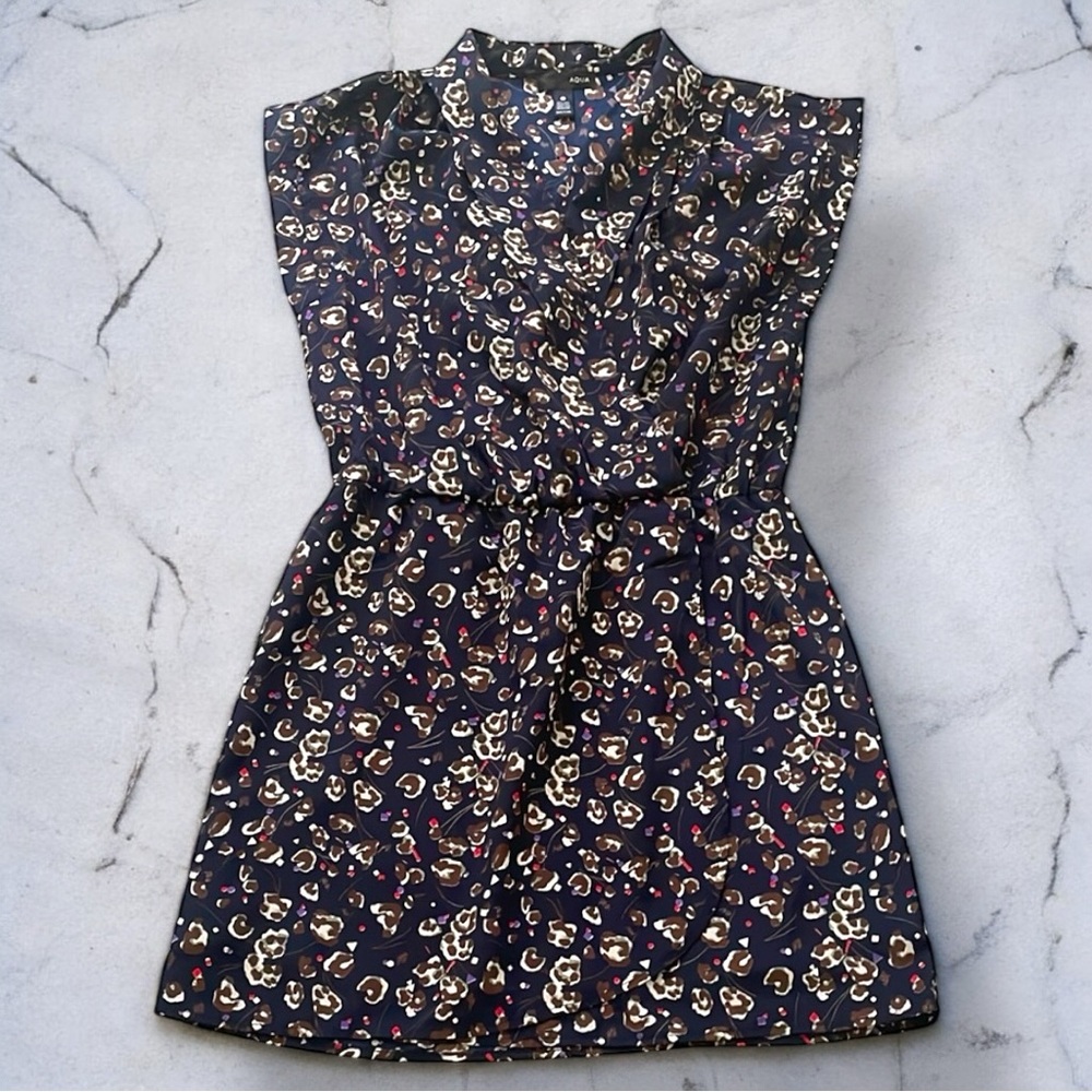 Aqua Abstract Patterned Dress